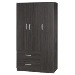 Ντουλάπα ρούχων τρίφυλλη Zelia με 2 συρτάρια χρώμα wenge