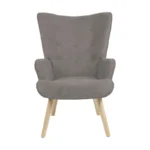 Πολυθρόνα Fluffy ύφασμα γκρι-πόδι rubberwood φυσικό - Image 5