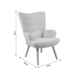 Πολυθρόνα Fluffy ύφασμα ανοιχτό γκρι-φυσικό πόδι - Image 6