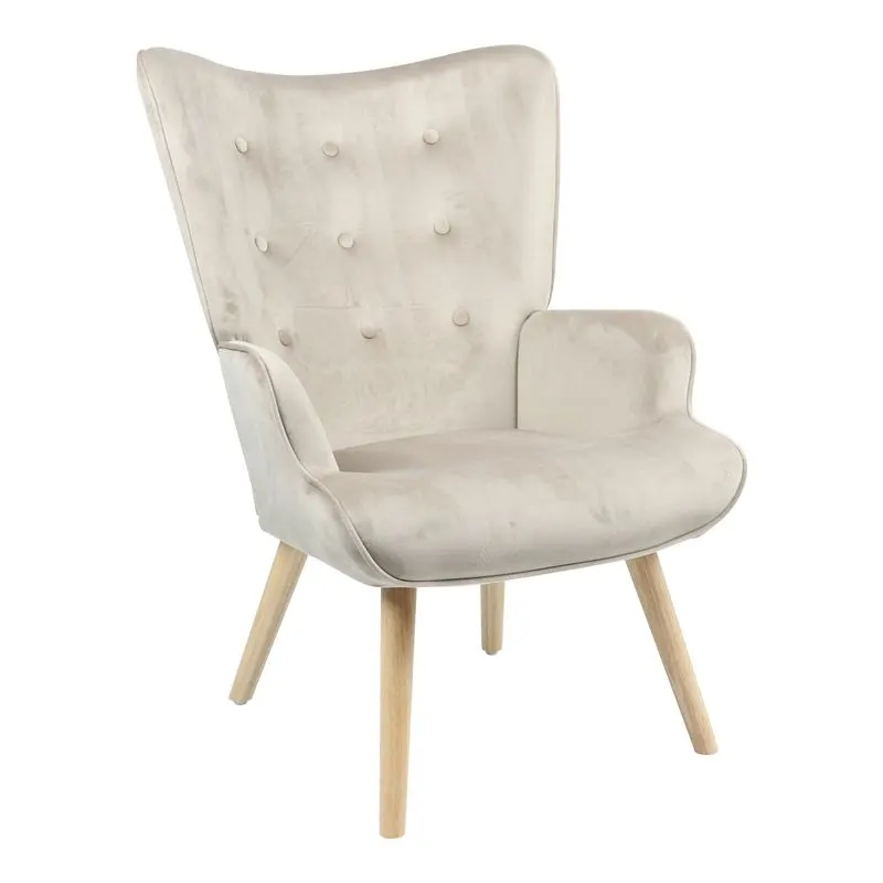 255-000024 - Αντιγραφή Πολυθρόνα Fluffy βελούδο μπεζ-φυσικό πόδι - Image 1