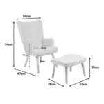 Πολυθρόνα με υποπόδιο Melisia βεραμάν ύφασμα και ξύλινο πόδι σε φυσική απόχρωση - Image 7