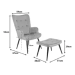 Πολυθρόνα με υποπόδιο Siella μαύρο βελούδο και μαύρο μέταλλο πόδι - Image 7