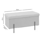 Σκαμπό-μπαούλο Ziwel μπουκλέ λευκό-χρυσό 80x40x40εκ - Image 2