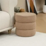 Σκαμπό-πουφ Kioto μπουκλέ καφέ - Image 3