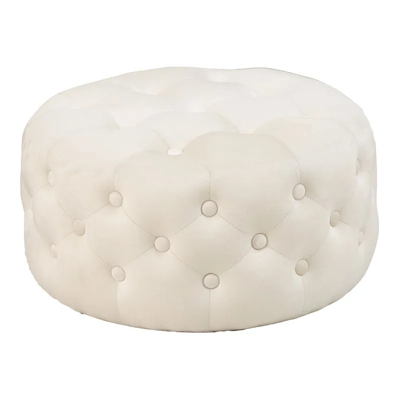 257-000022 Σκαμπό-πουφ Ferdia βελούδο κρεμ Φ59x28.5εκ - Image 1