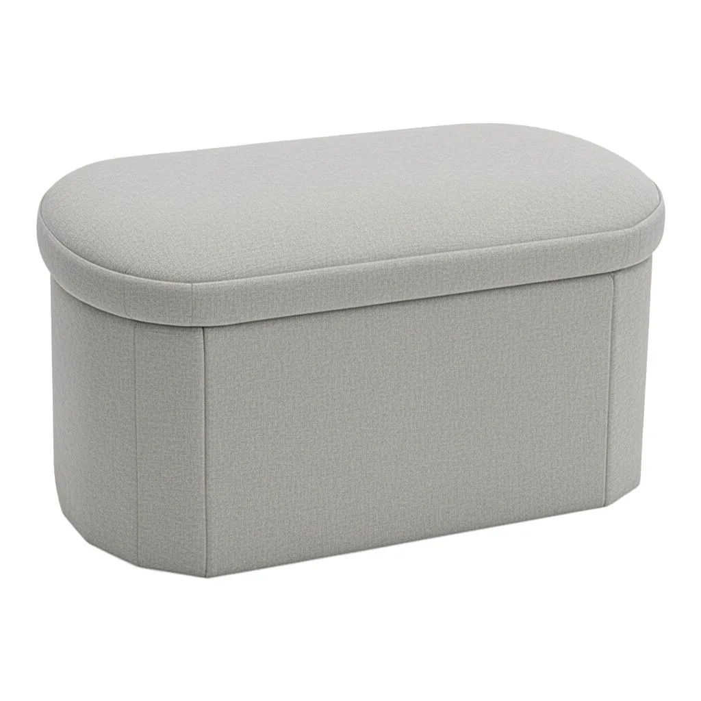 257-000039 Σκαμπό-μπαούλο Otto ύφασμα μπουκλέ σε κρεμ-ivory απόχρωση - Image 1