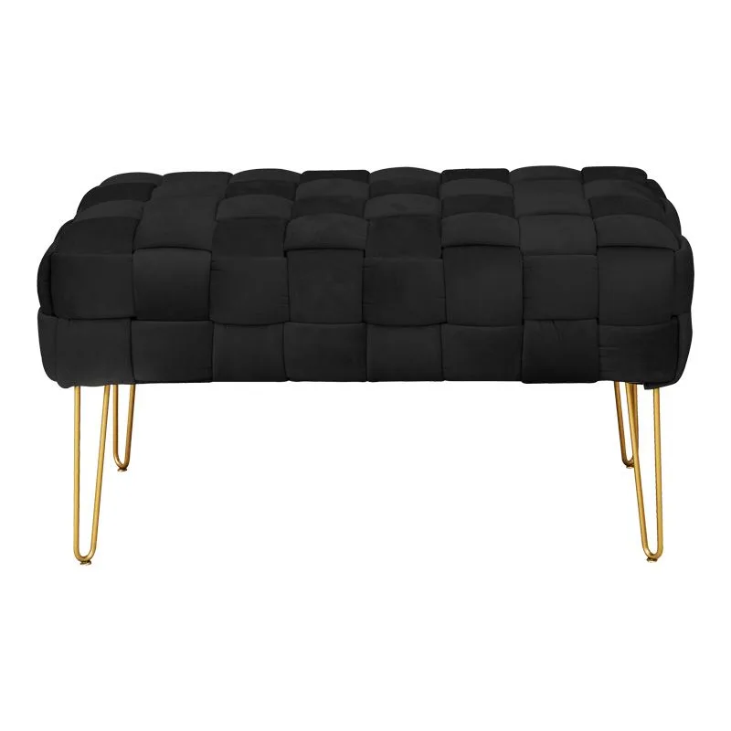 257-000040 Σκαμπό Wenzo βελούδο σε μαύρη απόχρωση - Image 1