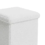 Σκαμπό-μπαούλο Crystal μπουκλέ ύφασμα σε ivory απόχρωση - Image 3