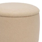 Σκαμπό-μπαούλο Roundy μπουκλέ ύφασμα σε μπεζ απόχρωση - Image 3