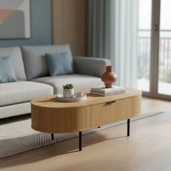 Τραπέζι σαλονιού Scandi MDF φυσικό με μεταλλικά πόδια