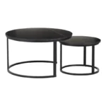 Τραπέζια σαλονιού Solme I 2τεμ σε μαύρο μαρμάρου απόχρωση με μαύρα μεταλλικά πόδια - Image 4