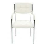 Καρέκλα επισκέπτη στοιβαζόμενη Otlen λευκό pu-πόδι χρωμίου - Image 3