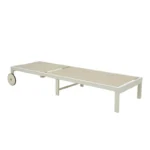 Ξαπλώστρα Mailo λευκό αλουμίνιο και textilene σε μπεζ απόχρωση - Image 7