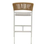 Σκαμπό μπαρ αλουμινίου Phoenix στοιβαζόμενo λευκός σκελετός-textilene φυσικό rattan - Image 6