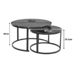 Τραπέζι σαλονιού Revelon σετ 2τεμ mdf σε απόχρωση μαύρο όψης μαρμάρου - Image 2