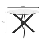 Τραπέζι Antoro γυαλί και μεταλλικά πόδια σε μαύρη απόχρωση Φ80x75εκ - Image 7