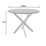 Τραπέζι Antoro γυαλί και μεταλλικά πόδια σε λευκή απόχρωση Φ100x75εκ - Image 6