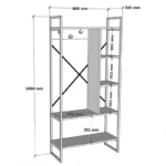 Έπιπλο εισόδου Feranda  με ράφια oak με μαύρο μεταλλικό σκελετό - Image 5