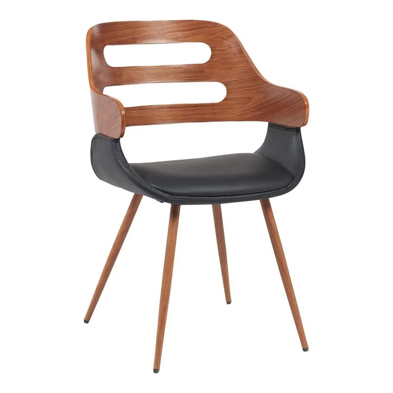 332-000025 Πολυθρόνα Fern PU μαύρο-ξύλο καρυδί απόχρωση 52x59x80εκ - Image 1