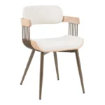 Πολυθρόνα Cameo μέταλλο μπρονζέ-white-wash ξύλο-μπέζ ύφασμα 53x49.5x75.5εκ