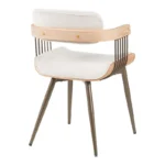 Πολυθρόνα Cameo μέταλλο μπρονζέ-white-wash ξύλο-μπέζ ύφασμα 53x49.5x75.5εκ - Image 3