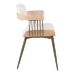 Πολυθρόνα Cameo μέταλλο μπρονζέ-white-wash ξύλο-μπέζ ύφασμα 53x49.5x75.5εκ - Image 4