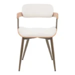 Πολυθρόνα Cameo μέταλλο μπρονζέ-white-wash ξύλο-μπέζ ύφασμα 53x49.5x75.5εκ - Image 5