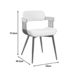 Πολυθρόνα Cameo μέταλλο μπρονζέ-white-wash ξύλο-μπέζ ύφασμα 53x49.5x75.5εκ - Image 7