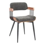 Πολυθρόνα Cameo μέταλλο μαύρο-καρυδί ξύλο-ανθρακί ύφασμα 53x49.5x75.5εκ