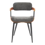 Πολυθρόνα Cameo μέταλλο μαύρο-καρυδί ξύλο-ανθρακί ύφασμα 53x49.5x75.5εκ - Image 5