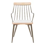 Πολυθρόνα Posse μέταλλο μπρονζέ-white wash ξύλο-μπεζ ύφασμα 52x59x83εκ - Image 5