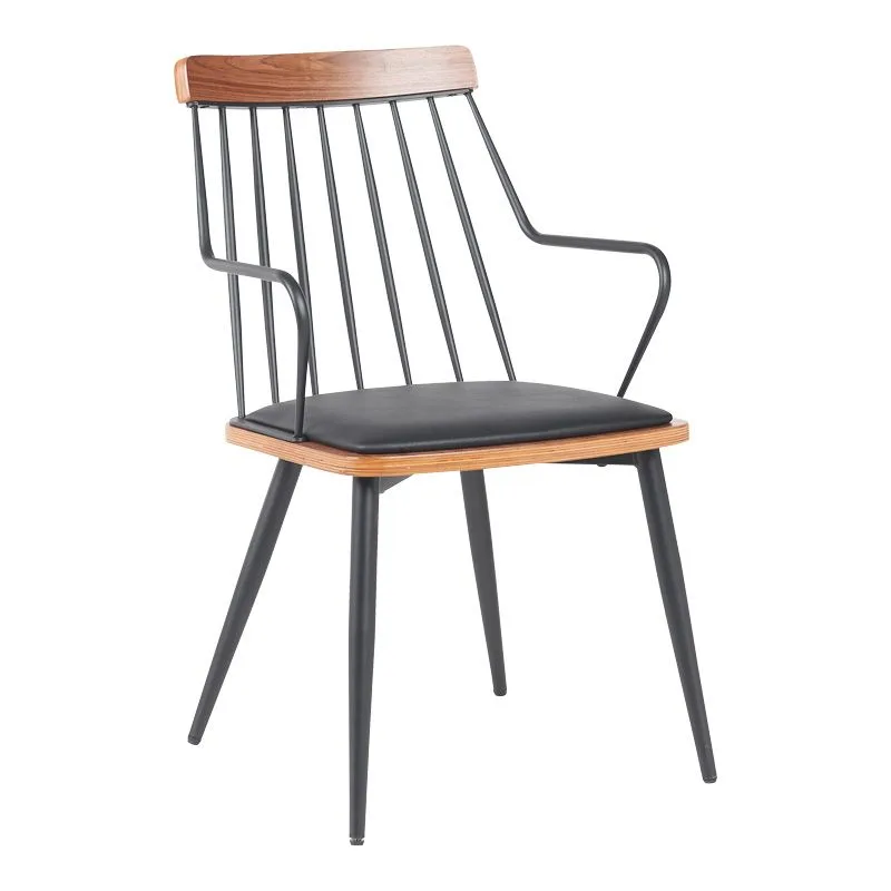 332-000032 Πολυθρόνα Posse μέταλλο μαύρο-καρυδί ξύλο-μαύρο pu 52x59x83εκ - Image 1