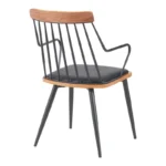 Πολυθρόνα Posse  μέταλλο μαύρο-καρυδί ξύλο-μαύρο pu 52x59x83εκ - Image 3