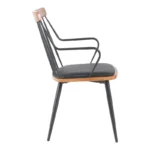 Πολυθρόνα Posse  μέταλλο μαύρο-καρυδί ξύλο-μαύρο pu 52x59x83εκ - Image 4