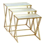 Τραπέζια σαλονιού σετ 3τεμ Pitche χρυσό μέταλλο-γυαλί - Image 3