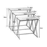 Τραπέζια σαλονιού σετ 3τεμ Pitche χρυσό μέταλλο-γυαλί - Image 2