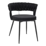 Πολυθρόνα Alkia σε μαύρο βελούδο με πόδι μαύρο μέταλλο