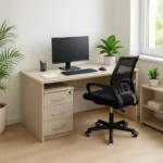 Συρταριέρα γραφείου τροχήλατη Armadi  σε sonoma-λευκή απόχρωση 40x40x55εκ - Image 3