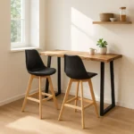 Τραπέζι μπαρ Miles μασίφ ξύλο ακακίας 3.7-4εκ σε φυσική απόχρωση με μαύρα μεταλλικά πόδια 120x53x97εκ - Image 2