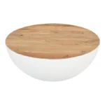 Τραπέζι σαλονιού Coffelty μασίφ ξύλο ακακίας - λευκό μέταλλο - Image 6