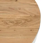 Τραπέζι σαλονιού Coffelty μασίφ ξύλο ακακίας - λευκό μέταλλο - Image 5