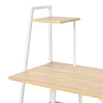 Γραφείο εργασίας Deckstor με ραφιέρα σε oak απόχρωση με πόδι λευκό μέταλλο - Image 3