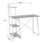 Γραφείο εργασίας Deckstor με ραφιέρα σε oak απόχρωση με πόδι λευκό μέταλλο - Image 2