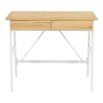 Γραφείο εργασίας Lione με συρτάρια σε oak απόχρωση με πόδι λευκό μέταλλο - Image 3