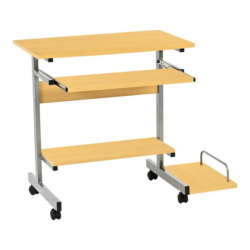 375-000012 Γραφείο υπολογιστή Veronce σε φυσική απόχρωση με μεταλλικό σκελετό - Image 1