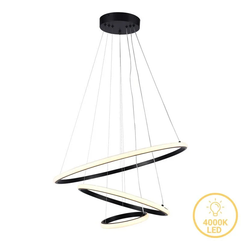 377-000002 Φωτιστικό οροφής τρίφωτο led Pelia μέταλλο σε μαύρη απόχρωση - Image 1