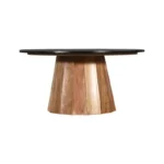 Τραπέζι σαλονιού Ezerdian μασίφ ξύλο ακακίας σε φυσική απόχρωση με επιφάνεια μαύρου μαρμάρου - Image 4