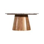 Τραπέζι σαλονιού Ezerdian μασίφ ξύλο ακακίας σε φυσική απόχρωση με επιφάνεια μαρμάρου - Image 4