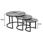 Τραπέζι σαλονιού Frina σετ 3τεμ μασίφ mango ξύλο σε φυσική απόχρωση με πόδι μαύρο μέταλλο - Image 2