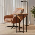 Βοηθητικό τραπέζι Miles ΙΙ μασίφ ξύλο ακακίας σε φυσική απόχρωση με μαύρα μεταλλικά πόδια